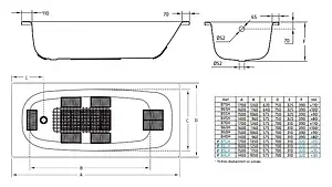 Ванна стальная BLB Universal HG 170x75 белый B70H handles Ванна стальная BLB Universal HG 170x75 белый B70H handles, 2