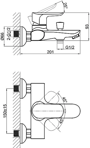 Смеситель для ванны D&amp;K Venice Baciano хром DA1033201