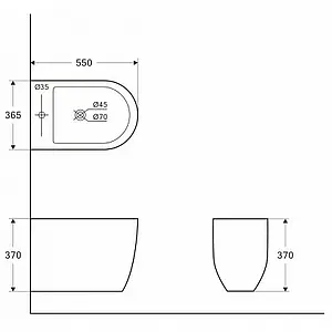 Биде подвесное Aquanet Cetus-B2 белый BL-102-WHB Биде подвесное Aquanet Cetus-B2 белый BL-102-WHB, 2