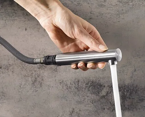 Смеситель для кухни с выдвижным изливом для установки перед окном Blanco Lanora-S-F нержавеющая сталь 526180