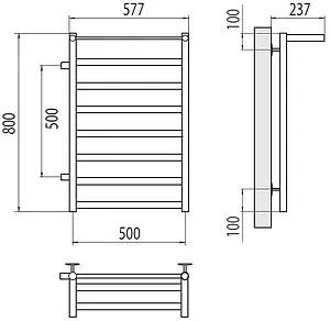 Полотенцесушитель водяной лесенка Terminus Хендрикс П8 500х800 бп500 слева полированная сталь 4670078531582, 2