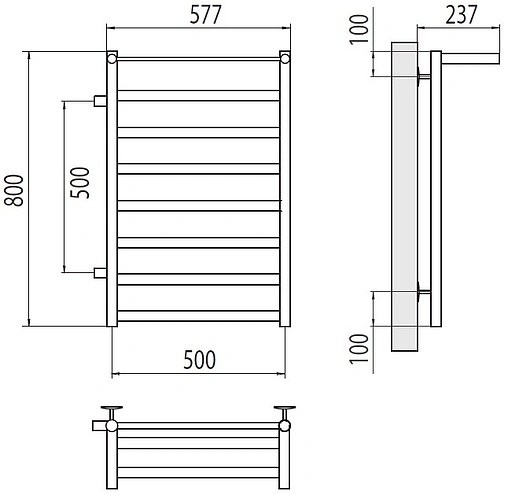 Полотенцесушитель водяной лесенка Terminus Хендрикс П8 500х800 бп500 слева полированная сталь 4670078531582