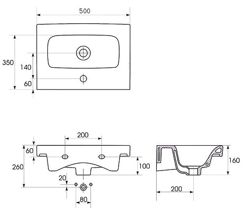Раковина Cersanit Moduo Slim 50 белый S-UM-MOD50SL/1