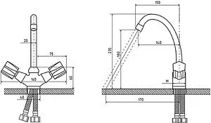 Смеситель для кухни Osgard Glan хром 72076, 2
