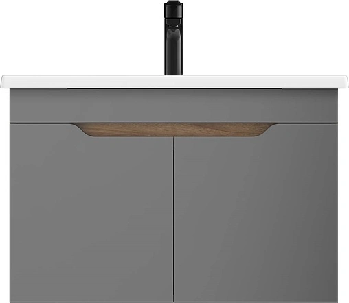 Тумба-умывальник подвесная ISVEA Onda 80 антрацит/орех 24ONS075080I