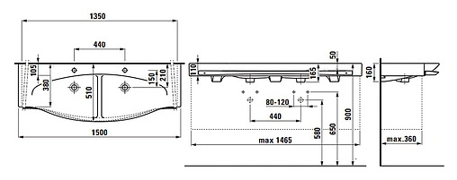 Раковина Laufen Palace 150 белый 8.1470.6.000.104.1