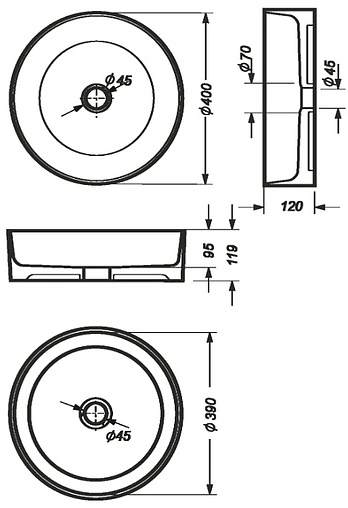 Раковина Sanita Luxe Best Slim 40 белый WB.CT/Best/40-N.Slim/WHT.G/S1