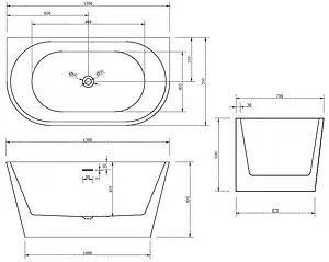 Ванна акриловая отдельностоящая Abber 130x70 AB9216-1.3, 2