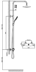 Душевая система с термостатом для душа D&K Bayern.Potsdam хром DA2143701B14, 2