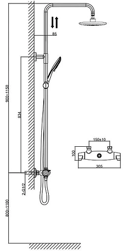 Душевая система с термостатом для душа D&amp;K Bayern.Potsdam хром DA2143701B14