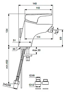 Смеситель для биде Vidima One хром BA084AA Смеситель для биде Vidima One хром BA084AA, 2