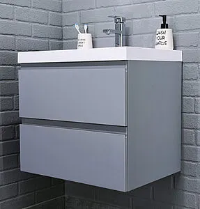 Тумба-умывальник подвесная Домино Graffo 60 светло-серый DGr2407T+4627173210164 Тумба-умывальник подвесная Домино Graffo 60 светло-серый DGr2407T+4627173210164, 3