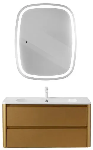 Тумба-умывальник подвесная Cezares Relax 100 брашированное золото RELAX-1000-2C-SO-BORO-P+CZR-1000/480-LV-MR-NV