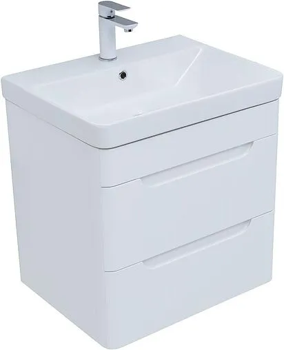 Тумба-умывальник подвесная Aquanet София 60 белый глянец 00288905+11060-KL