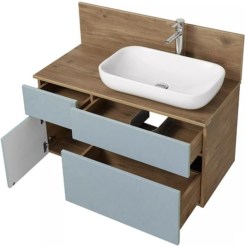 Тумба-умывальник подвесная Aquaton Мишель 100 фьорд/дуб рустикальный 1A2773K2MIX30