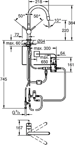 Смеситель для кухни с выдвижным изливом Grohe Minta Touch хром 31358DC1