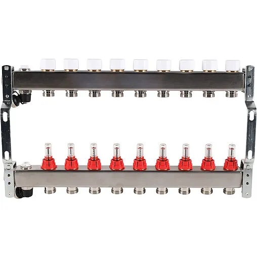 Группа коллекторная с расходомерами 9 отводов 1&quot;в/в x ¾&quot;ек Rommer RMS-1201-000009