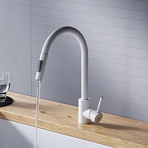 Смеситель для кухни с выдвижным изливом Dorff Logic белый D3007533, 5