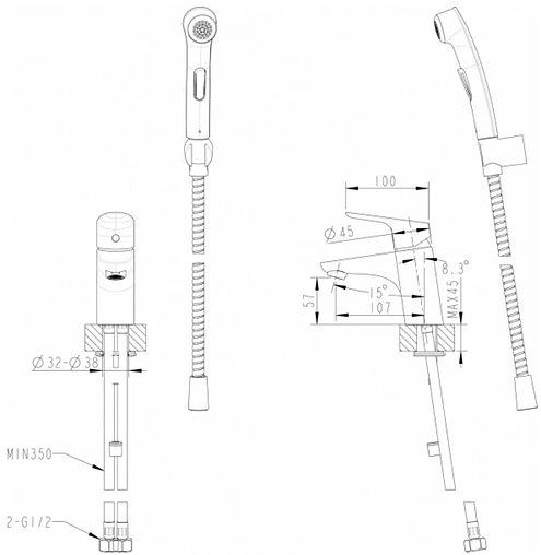 Гигиенический душ с держателем Bravat хром D91112CP-RUS