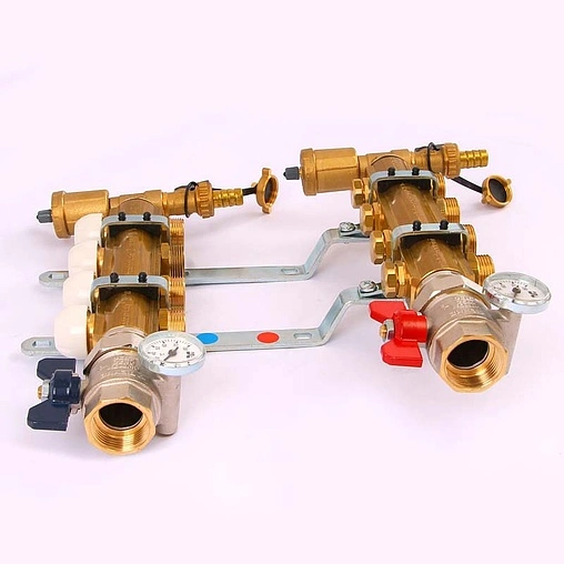 Группа коллекторная без расходомеров 4 отвода 1&quot;в/в x ¾&quot;ек Tiemme 3870012