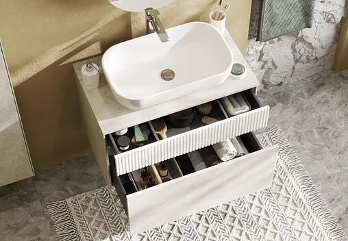 Тумба-умывальник подвесная Aquaton Марбл 80 слэйт/белый матовый 1A2762K4MH4C0