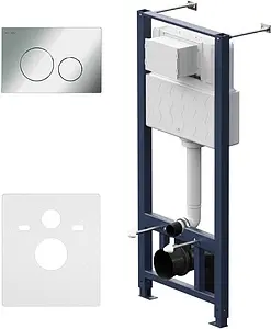 Инсталляция для подвесного унитаза Set 4 в 1 Am.Pm Pro I012704.9051 с кнопкой хром глянцевый Инсталляция для подвесного унитаза Set 4 в 1 Am.Pm Pro I012704.9051 с кнопкой хром глянцевый, 1