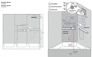 Лейка верхнего душа с настенным креплением Hansgrohe Rainfinity 360 3jet полированное золото/графит 26234990 Лейка верхнего душа с настенным креплением Hansgrohe Rainfinity 360 3jet полированное золото/графит 26234990, 3