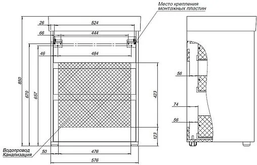 Тумба-умывальник напольная Aquanet Nova Lite 60 дуб рустикальный 00302471+00242905