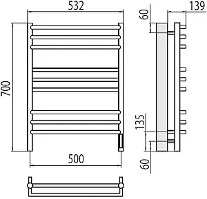 Полотенцесушитель электрический лесенка Terminus Прато П9 500х700 электро sensor quick touch полированная сталь 4670078531506, 2