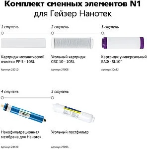 Комплект сменных картриджей Гейзер Нанотек N 1 50089 Комплект сменных картриджей Гейзер Нанотек N 1 50089, 2