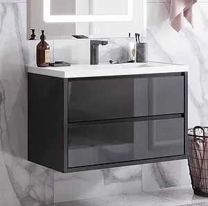 Тумба-умывальник подвесная Aquaton Римини 80 чёрный глянец 1A226701RN950+ Тумба-умывальник подвесная Aquaton Римини 80 чёрный глянец 1A226701RN950+, 5