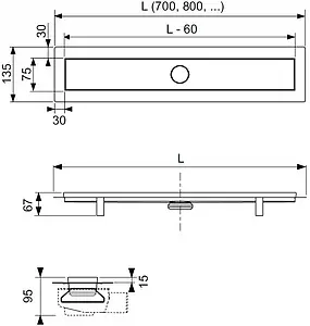 Лоток душевой Set 740мм h=81мм 0.8л/сек TECElinus Straight KL8002 Лоток душевой Set 740мм h=81мм 0.8л/сек TECElinus Straight KL8002, 2