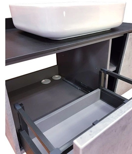 Тумба-умывальник подвесная Comforty Эдинбург 90 бетон светлый/чёрный 00004147997CF