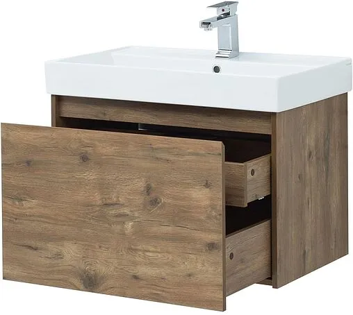 Тумба-умывальник подвесная Aquanet Nova Lite 75 дуб рустикальный 00249514+00242338