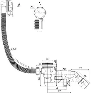 Слив-перелив для ванны Ани Пласт чёрный матовый EM321BL, 2