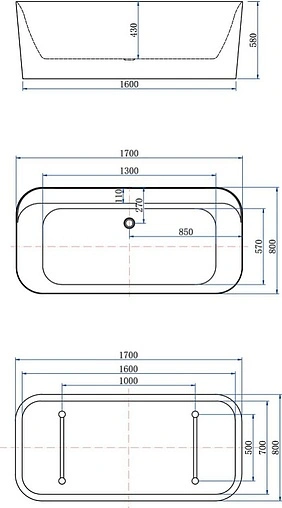 Ванна акриловая отдельностоящая Allen Brau Infinity 1 170x80 белый/панель антрацит 2.21001.20/AM