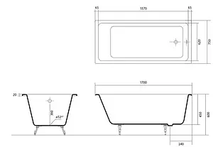Ванна чугунная Aquatek Альфа 170х75 AQ8970F-00 Ванна чугунная Aquatek Альфа 170х75 AQ8970F-00, 2