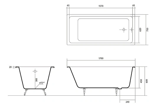 Ванна чугунная Aquatek Альфа 170х75 AQ8970F-00 Ванна чугунная Aquatek Альфа 170х75 AQ8970F-00