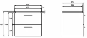 Тумба-умывальник подвесная Cersanit Lara 50 белый 64131+, 2