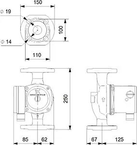Насос циркуляционный Grundfos UPS 40-50 F N 250 95906422, 3