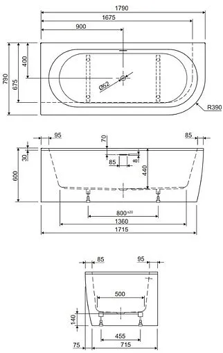 Ванна акриловая Cezares Slim Corner 180x80 L белый