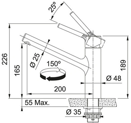 Смеситель для кухни Franke Taros Neo нержавеющая сталь 115.0596.320