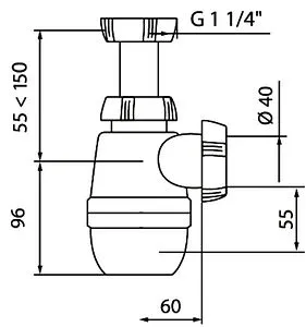 Сифон бутылочный для раковины Wirquin Минор белый 30718036 Сифон бутылочный для раковины Wirquin Минор белый 30718036, 2