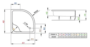 Поддон для душа Radaway Indos A900 SIA9090-01 Поддон для душа Radaway Indos A900 SIA9090-01, 3