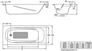 Ванна стальная BLB Universal Anatomica HG 170x75 белый B75L handles Ванна стальная BLB Universal Anatomica HG 170x75 белый B75L handles, 2