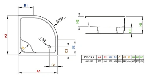 Поддон для душа Radaway Indos A900 SIA9090-01