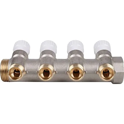 Коллектор регулирующий проходной 4 отвода 1"в/н x ½"к Stout SMB 6851 011204 Коллектор регулирующий проходной 4 отвода 1"в/н x ½"к Stout SMB 6851 011204