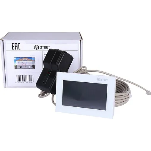 Проводной комнатный регулятор котла с коммуникацией RS Stout ST-281 белый STE-0101-100281