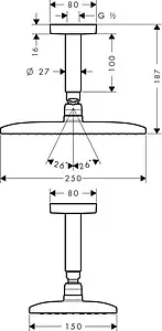 Лейка верхнего душа с потолочным креплением Hansgrohe Raindance E 240 1jet хром 27380000 Лейка верхнего душа с потолочным креплением Hansgrohe Raindance E 240 1jet хром 27380000, 2