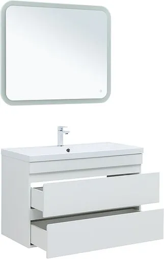 Тумба-умывальник подвесная Aquanet Нота New 100 белый глянец 00335420+00284116